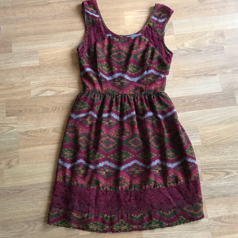 Maroon Printed Dress